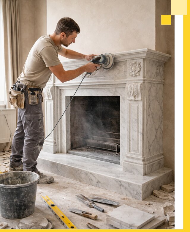 Изготовление и установка мраморных каминов в Дагестанских Огнях под ключ