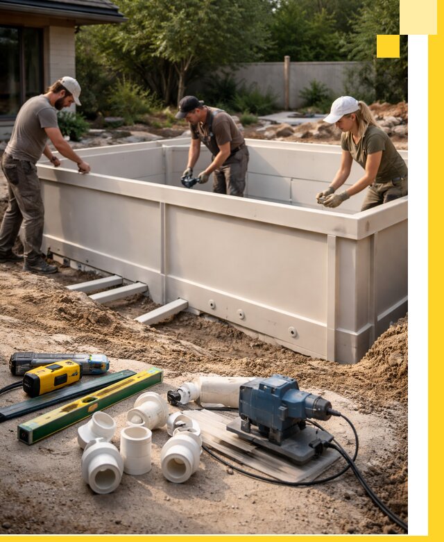 Установка полипропиленовых бассейнов под ключ в Дагестанских Огнях