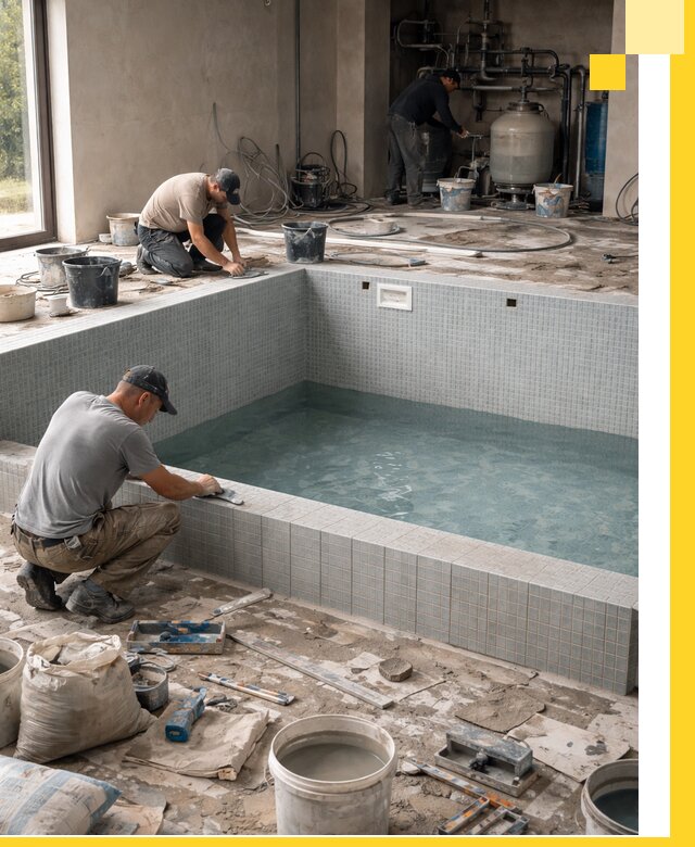 Строительство и монтаж бассейнов в помещении в Дагестанских Огнях