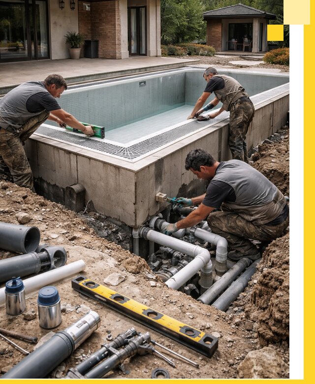 Строительство переливных бассейнов в Дагестанских Огнях под ключ