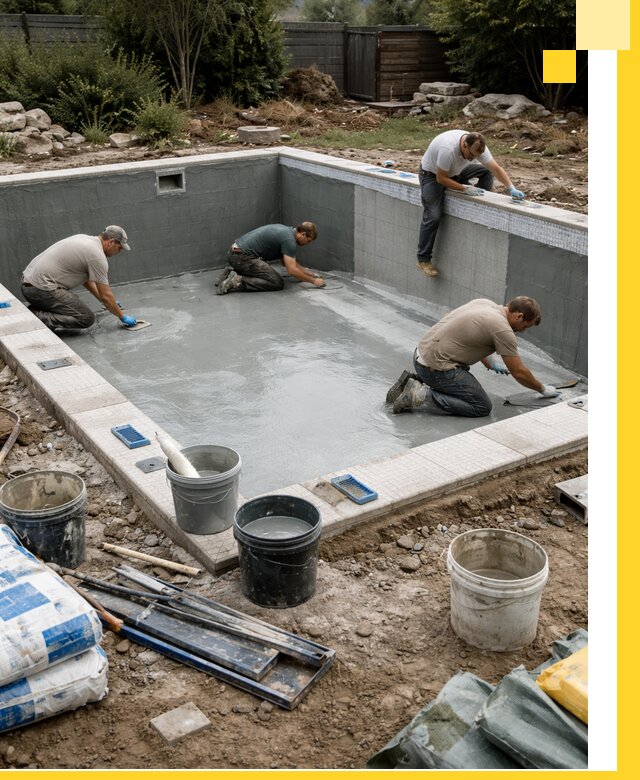 Изготовление и монтаж чаши бассейна под ключ в Дагестанских Огнях