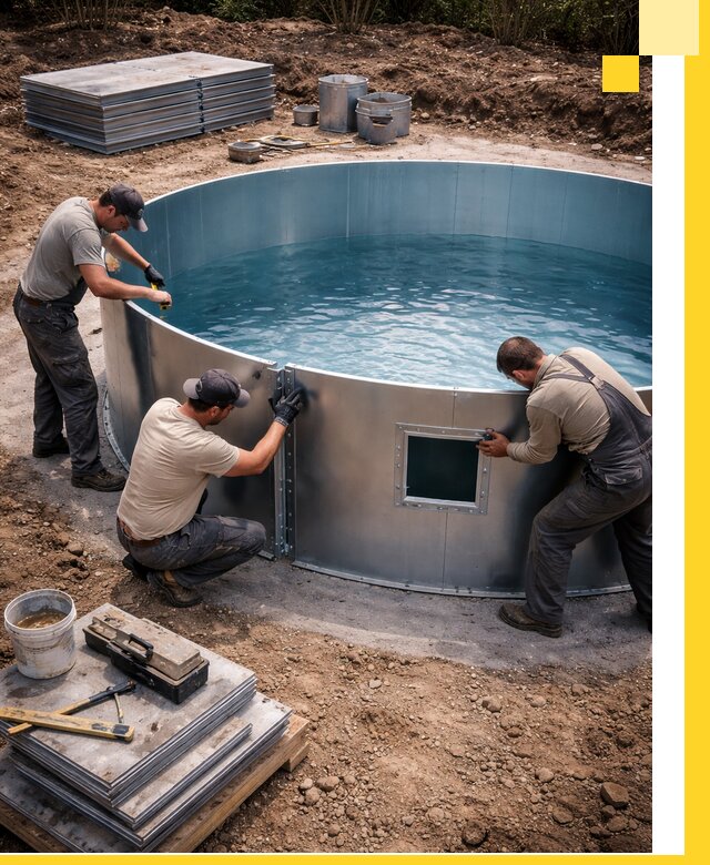 Круглые бассейны под ключ в Дагестанских Огнях проектирование и монтаж