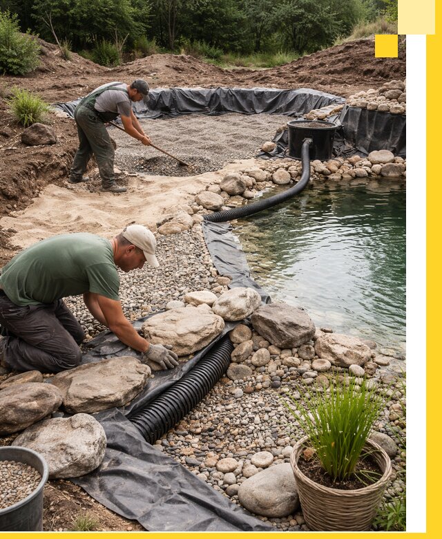 Строительство природных бассейнов и озер в Дагестанских Огнях под ключ