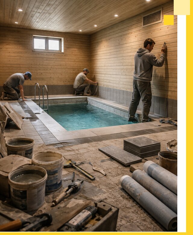 Строительство бани с бассейном и сауной под ключ в Дагестанских Огнях