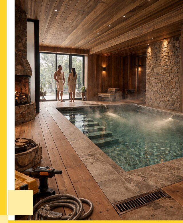 Проекты бань с бассейном под ключ в Дагестанских Огнях от 77423 р., ЭриданДгс