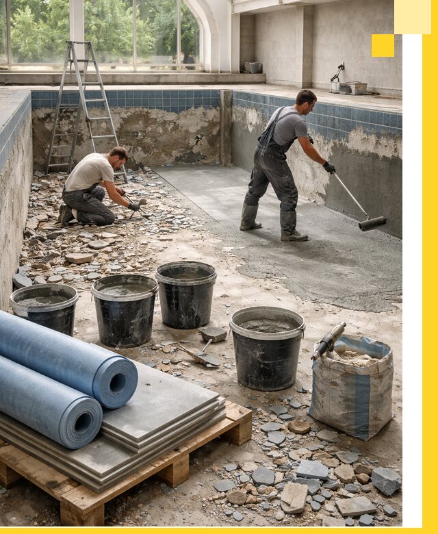 Реконструкция бассейнов в Дагестанских Огнях: ремонт, гидроизоляция