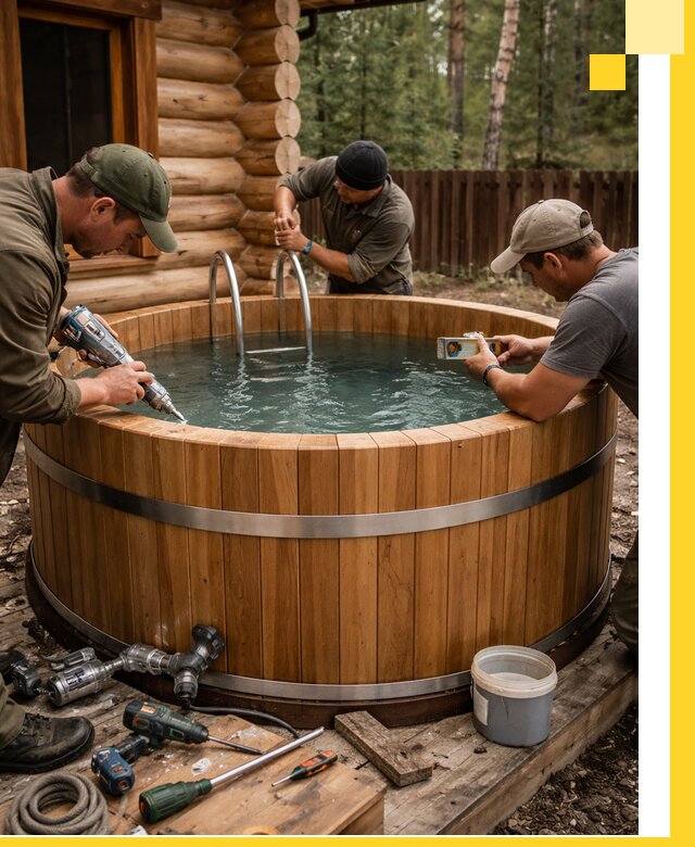 Строительство бань с купелью под ключ и отделкой в Дагестанских Огнях