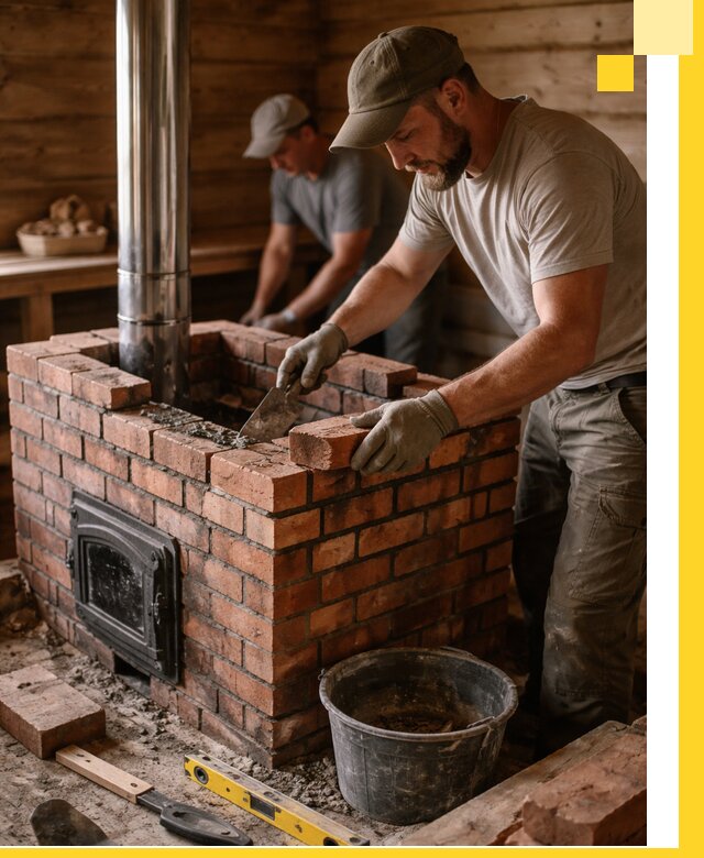 Кирпичные печи для бани под ключ в Дагестанских Огнях, проект и монтаж