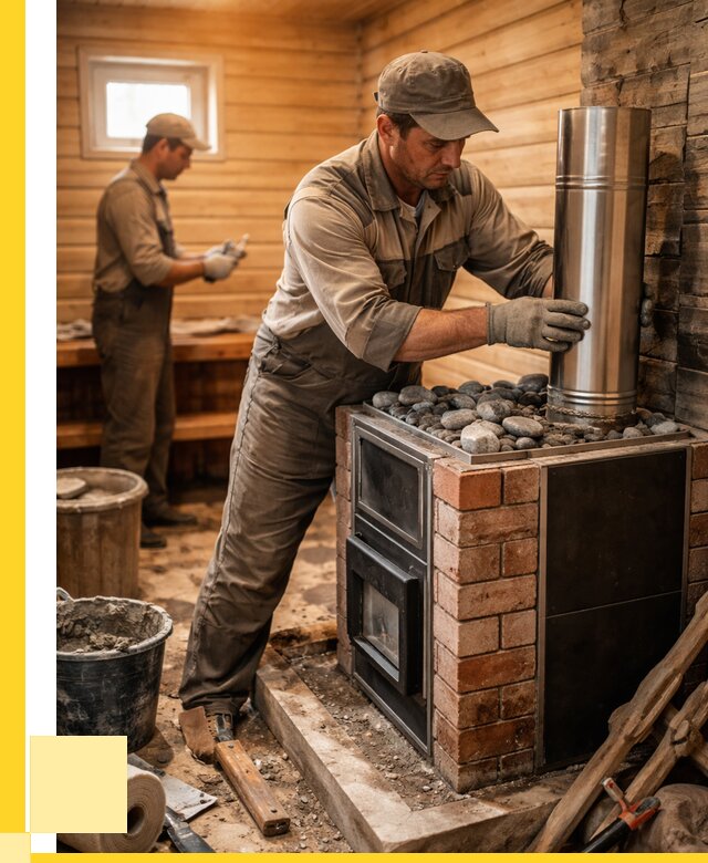 Монтаж печи в бане под ключ в Дагестанских Огнях от 20646 р. | ЭриданДгс