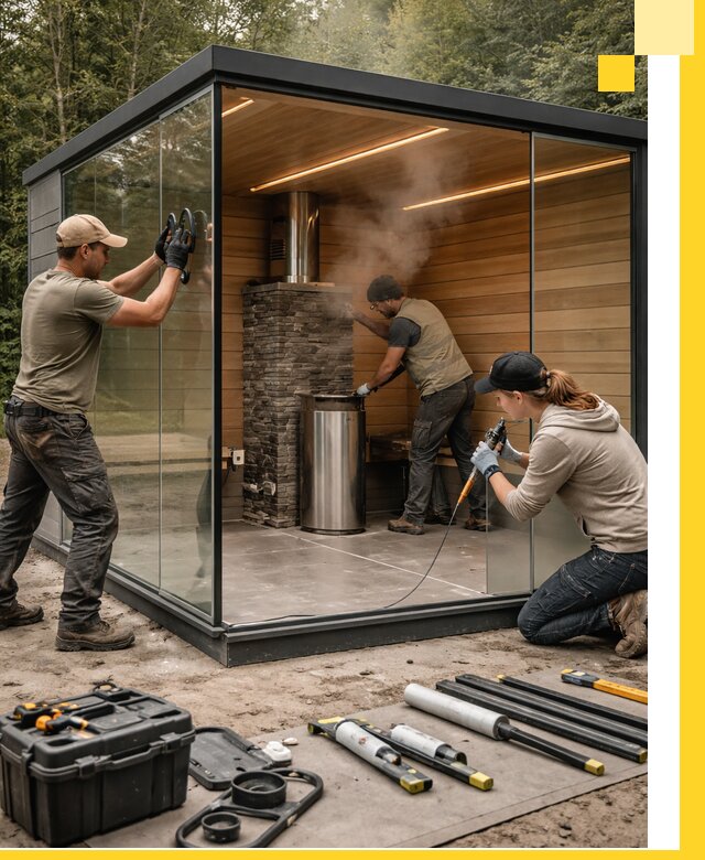 Проектирование и строительство стеклянных бань в Дагестанских Огнях