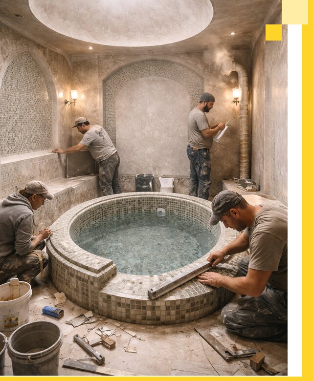 Профессиональное строительство хамама с бассейном в Дагестанских Огнях под ключ