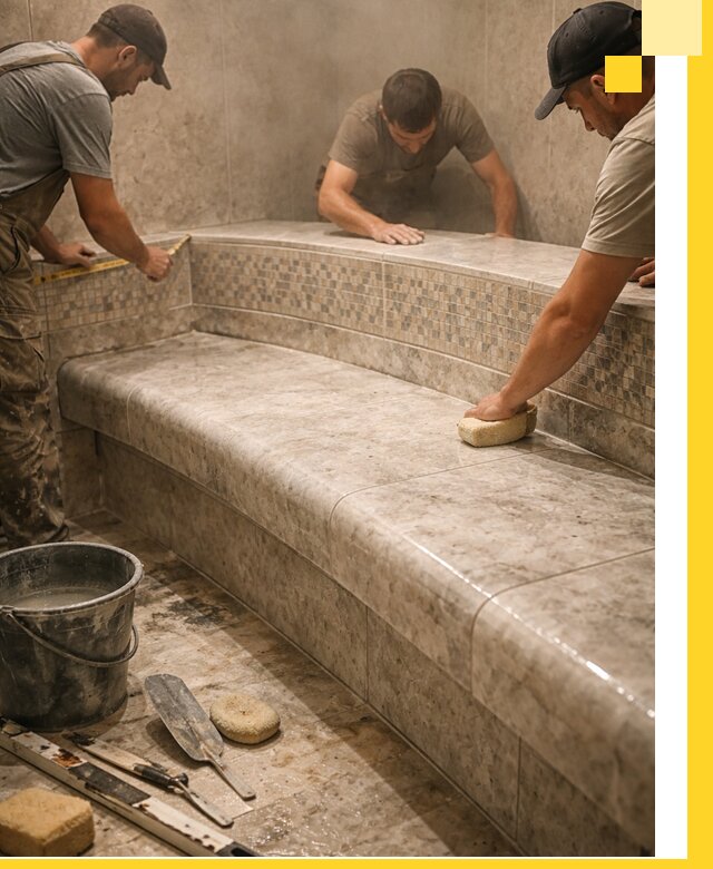 Изготовление и установка сидений для хамама в Дагестанских Огнях